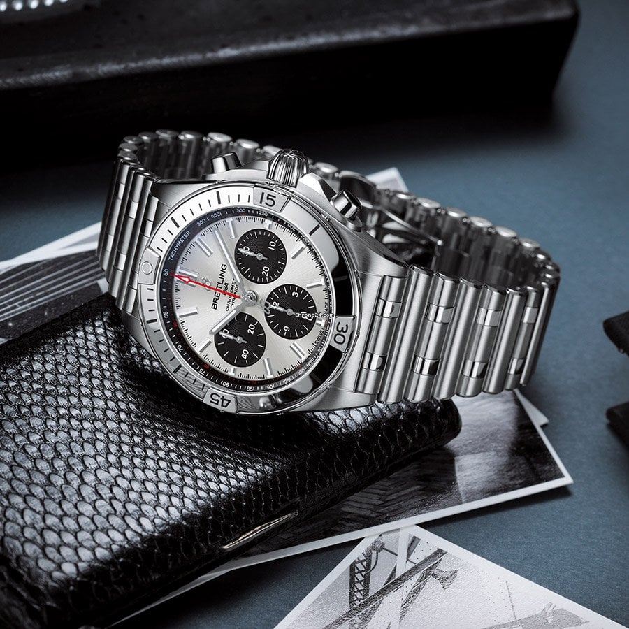  Shop Authentic Breitling Chronomat B01 42mm Silver Dial Silver Steel Strap Watch for Men - AB0134101G1A1 - Luxxuri