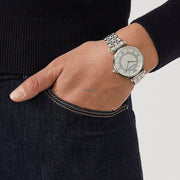  Shop Authentic Emporio Armani Gianni T-Bar Mother of Pearl Dial Silver Stainless Steel Watch For Women - AR1908 - Luxxuri