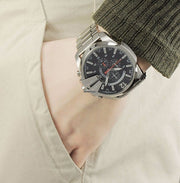  Shop Authentic Diesel Mega Chief Chronograph Black Dial Silver Steel Strap Watch For Men - DZ4308 - Luxxuri