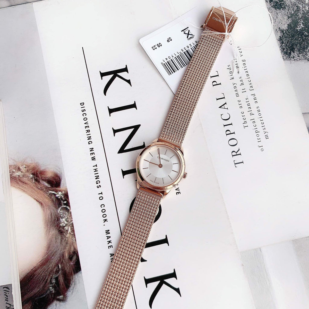  Shop Authentic Calvin Klein Minimal White Dial Rose Gold Mesh Bracelet Watch for Women - K3M23626 - Luxxuri
