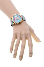  Shop Authentic Gucci G Timeless Floral Turquoise Dial Turquoise Leather Strap Watch For Women - YA1264085 - Luxxuri