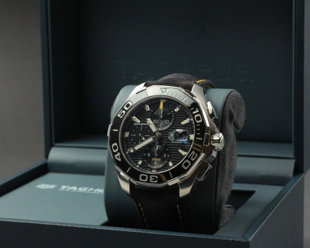  Shop Authentic Tag Heuer Aquaracer Automatic Chronograph Black Dial Black Nylon Strap Watch for Men - CAY211A.FC6361 - Luxxuri