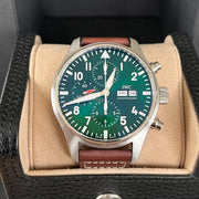  Shop Authentic IWC Pilot's Watch Chronograph Edition Racing Green 43mm Green Dial Brown Leather Strap Watch for Men - IW377726 - Luxxuri