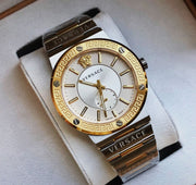  Shop Authentic Versace Greca Silver Dial Two Tone Steel Strap Watch for Men - VEVI00320 - Luxxuri