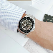  Shop Authentic Fossil FB-01 Automatic Skeleton Black Dial Silver Steel Strap Watch for Men - ME3190 - Luxxuri
