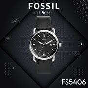  Shop Authentic Fossil The Commuter Black Dial Black Leather Strap Watch for Men - FS5406 - Luxxuri