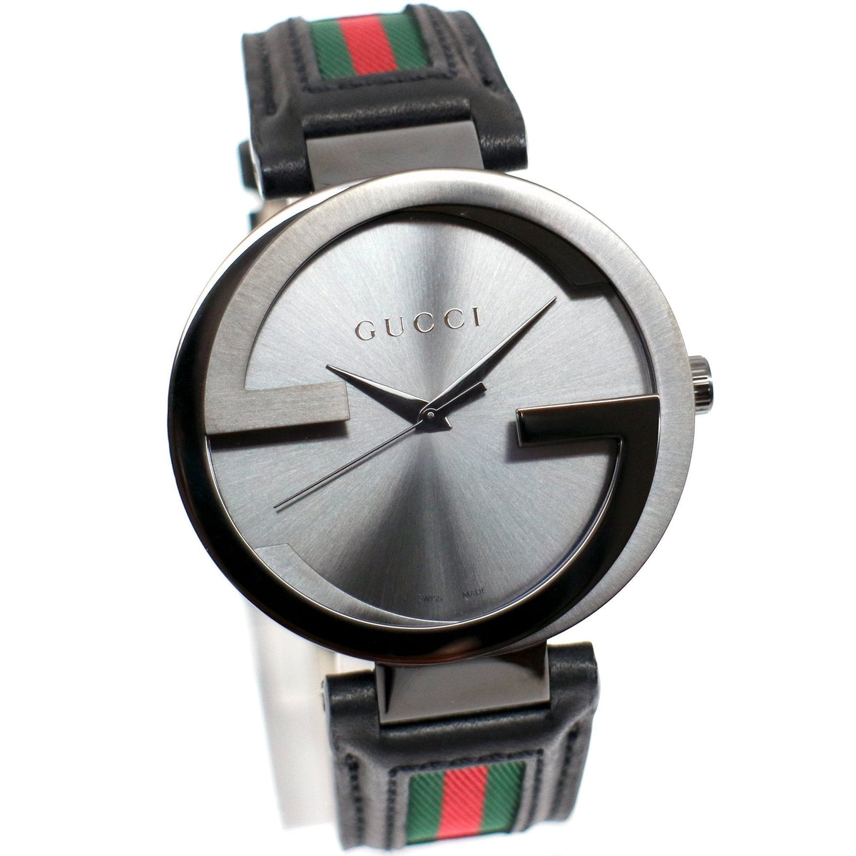  Shop Authentic Gucci Interlocking G XL Black Dial Red & Green Leather Strap Watch For Men - YA133206 - Luxxuri