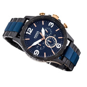  Shop Authentic Fossil Nate Chronograph Blue Dial Two Tone Steel Strap Watch for Men - JR1494 - Luxxuri