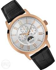  Shop Authentic Guess Delancy Quartz Silver Dial Black Leather Strap Watch For Men - W0870G2 - Luxxuri