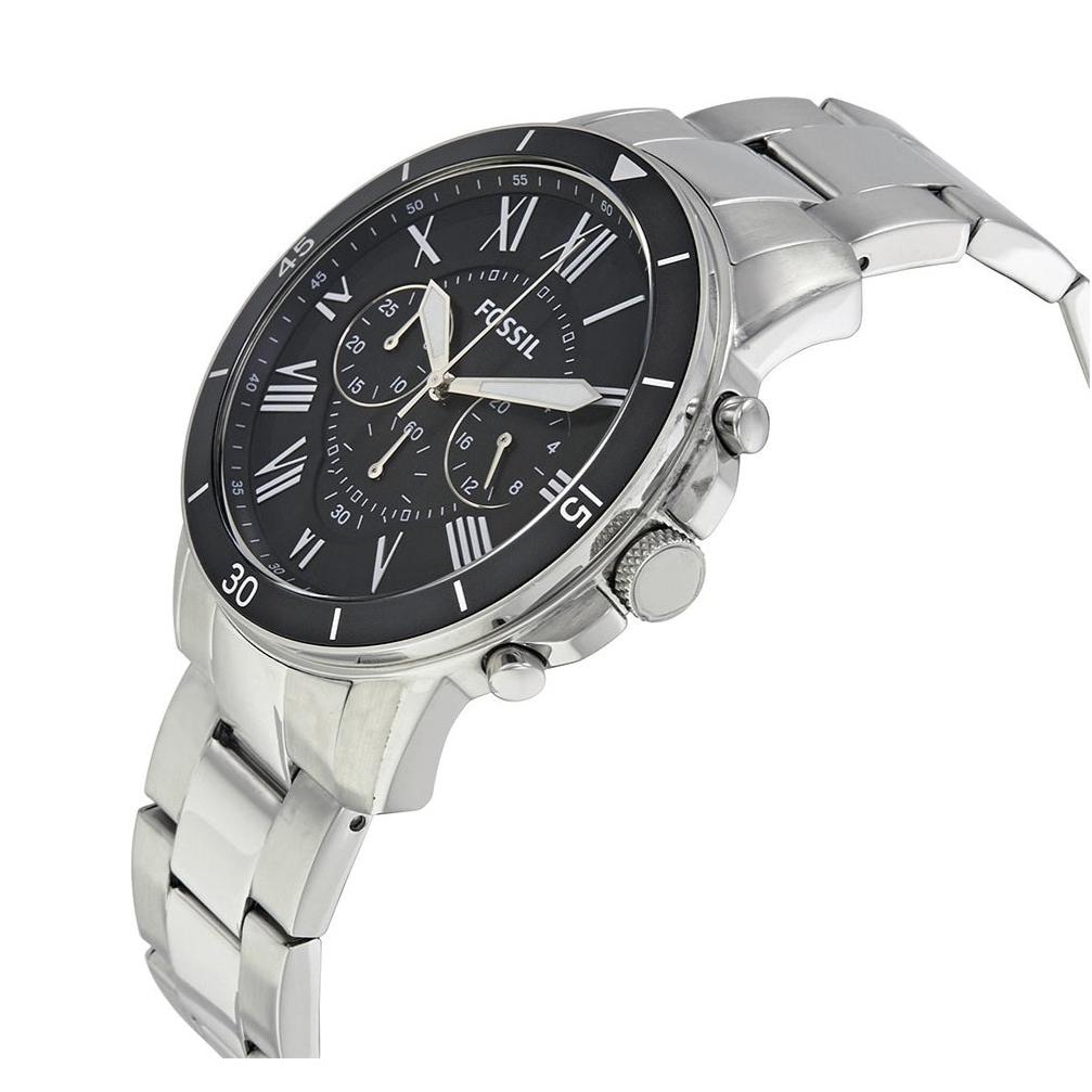  Shop Authentic Fossil Grant Sport Chronograph Black Dial Silver Steel Strap Watch for Men - FS5236 - Luxxuri