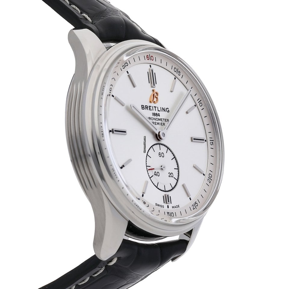  Shop Authentic Breitling Premier Automatic 40mm Silver Dial Black Leather Strap Watch for Men - A37340351G1P1 - Luxxuri