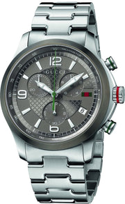  Shop Authentic Gucci G Timeless Chronograph Grey Dial Silver Steel Strap Watch For Men -  YA126238 - Luxxuri