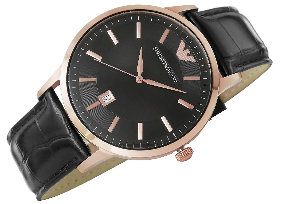 Shop Authentic Emporio Armani Renato Quartz Black Dial Black Leather Strap Watch For Men - AR2425 - Luxxuri
