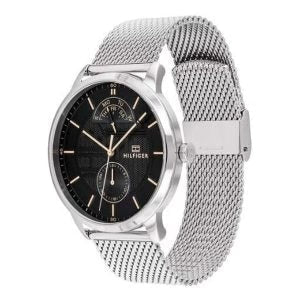  Shop Authentic Tommy Hilfiger Hunter Quartz Black Dial Silver Steel Strap Watch for Men - 1791610 - Luxxuri