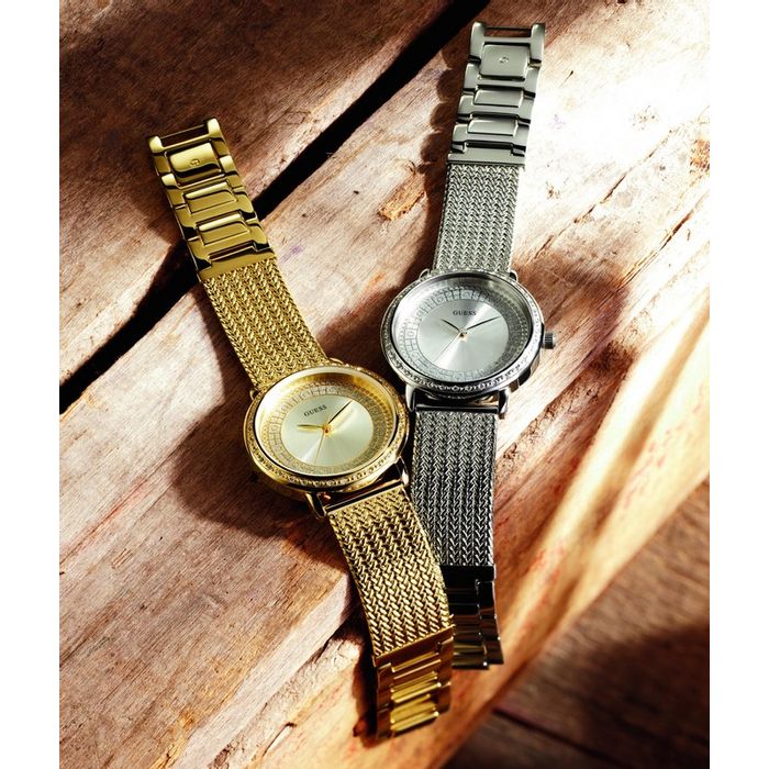  Shop Authentic Guess Willow Two Tine Dial Gold Mesh Bracelet Watch For Women - W0836L3 - Luxxuri
