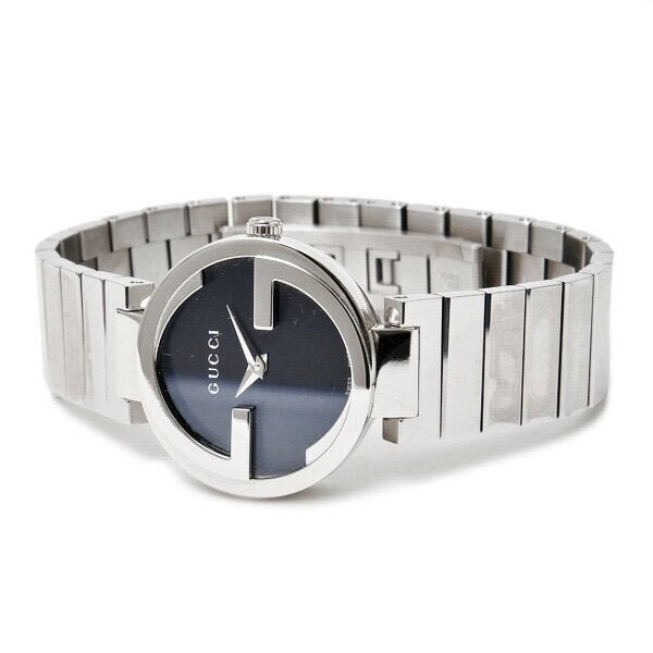  Shop Authentic Gucci Interlocking G Quartz Black Dial Black Steel Strap Watch For Women - YA133502 - Luxxuri