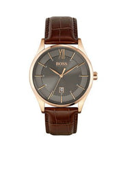  Shop Authentic Hugo Boss Ambassador Grey Dial Brown Leather Strap Watch for Men - 1513387 - Luxxuri