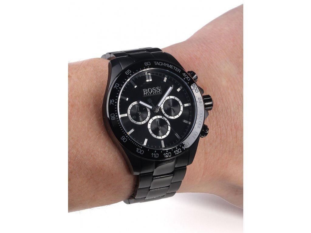  Shop Authentic Hugo Boss Ikon Chronograph Black Dial Black Steel Strap Watch for Men - 1512961 - Luxxuri