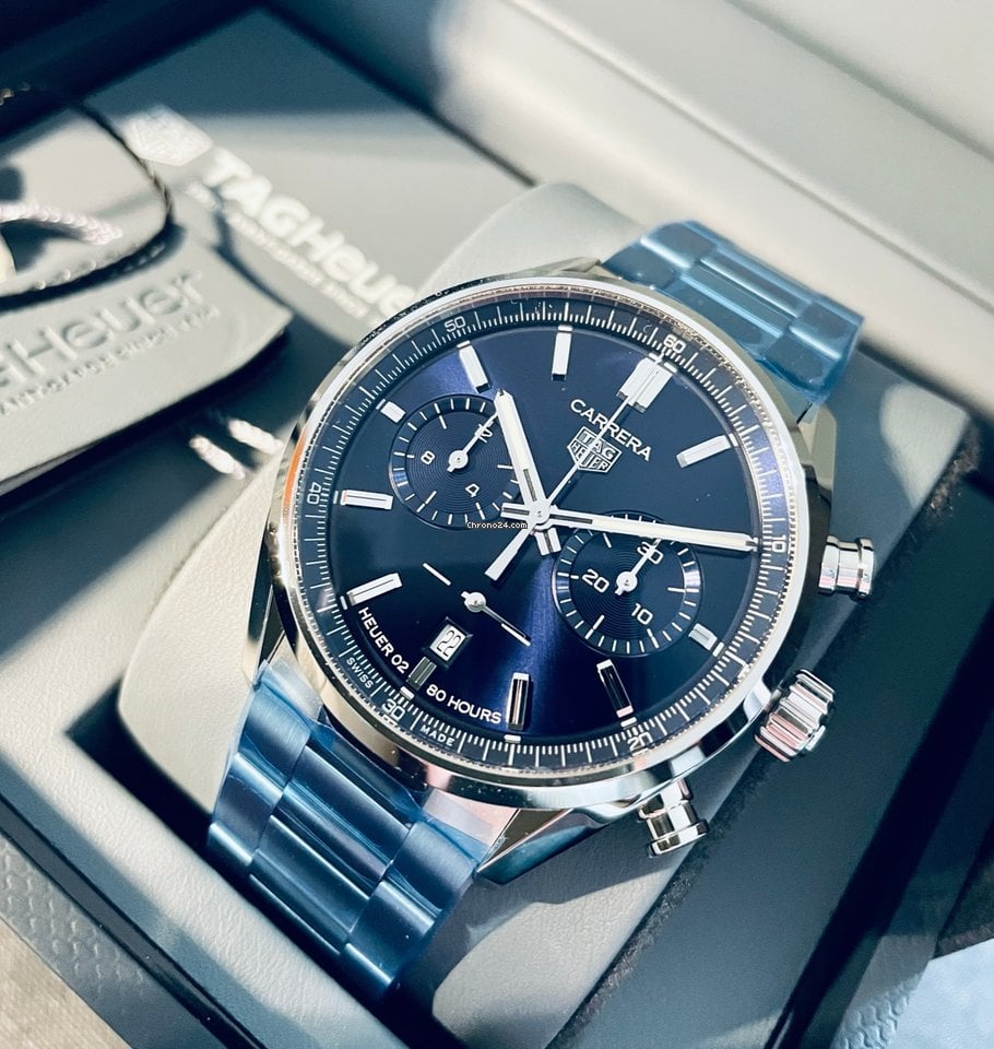  Shop Authentic Tag Heuer Carrera Chronograph Blue Dial Silver Steel Strap Watch for Men - CBN2011.BA0642 - Luxxuri