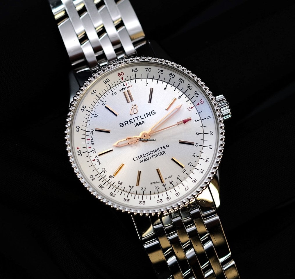  Shop Authentic Breitling Navitimer Automatic 35 White Dial Silver Steel Strap Watch for Men - A17395F41G1A1 - Luxxuri