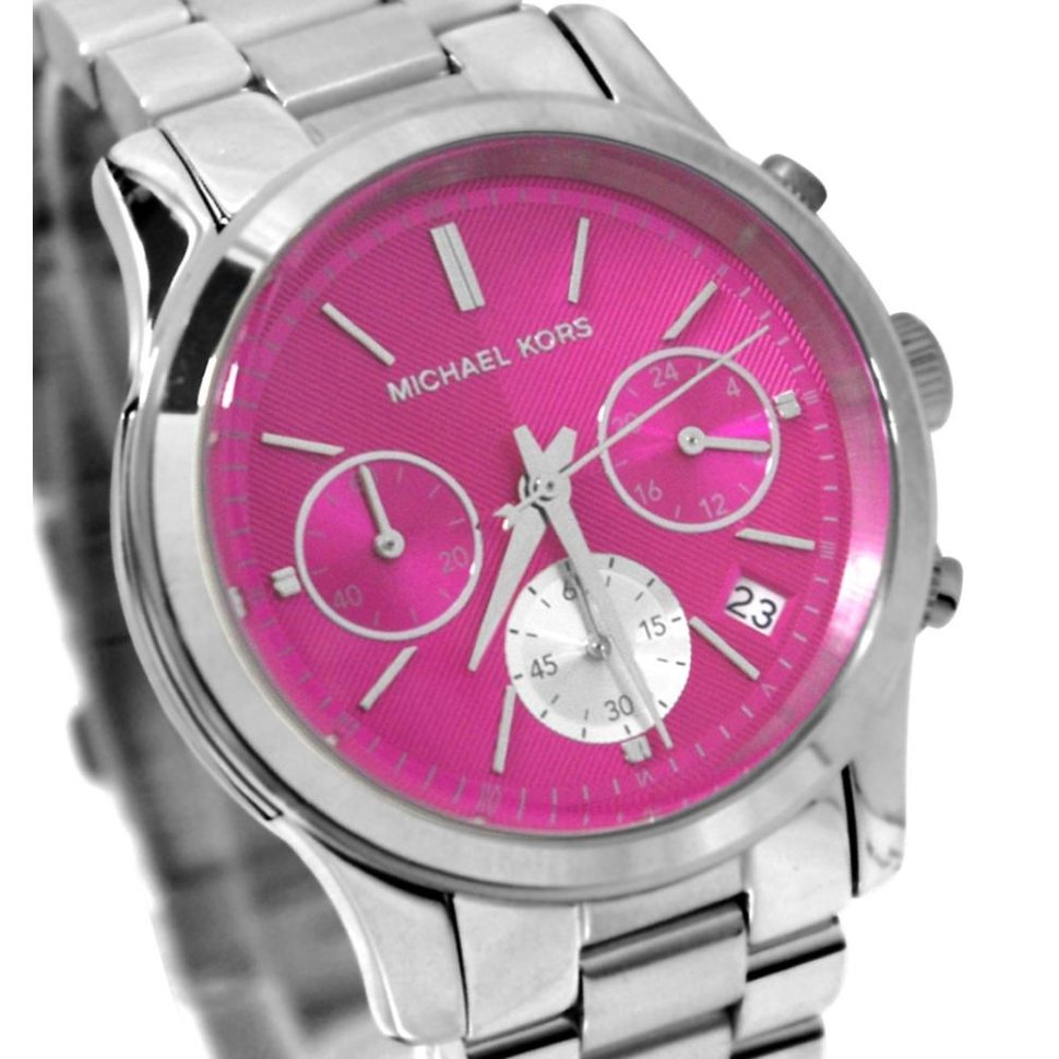 Shop Authentic Michael Kors Runway Chronograph Pink Dial Silver Steel Strap Watch for Women - MK6160 - Luxxuri