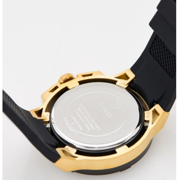  Shop Authentic Guess Matrix Multifunction Gold Dial Black Rubber Strap Watch For Men - GW0423G2 - Luxxuri