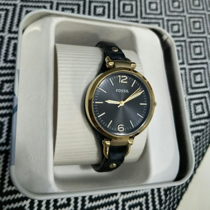  Shop Authentic Fossil Georgia Black Dial Black Leather Strap Watch for Women - ES3148 - Luxxuri