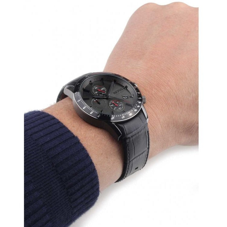  Shop Authentic Hugo Boss Rafale Chronograph Grey Dial Black Leather Strap Watch For Men - HB1513445 - Luxxuri