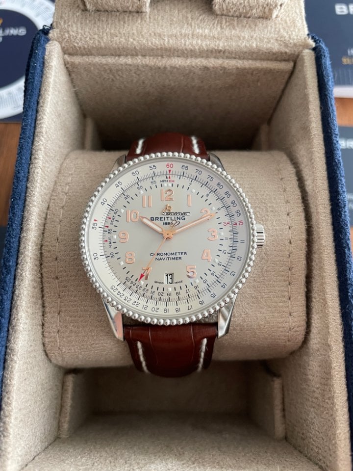  Shop Authentic Breitling Navitimer Automatic 41 White Dial Brown Leather Strap Watch for Men - A17326211G1P2 - Luxxuri