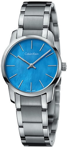 Shop Authentic Calvin Klein City Mother of Pearl Blue Dial Silver Steel Strap Watch for Women - K2G2314X - Luxxuri