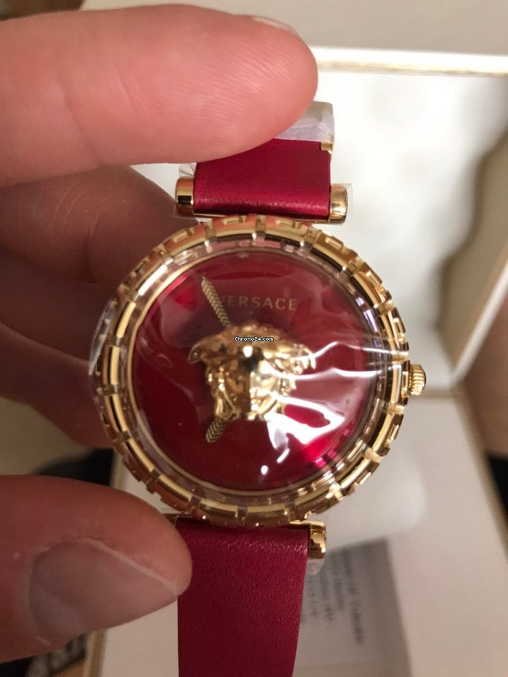  Shop Authentic Versace Palazzo Empire Greca Red Dial Red Leather Strap Watch for Women - VEDV00319 - Luxxuri