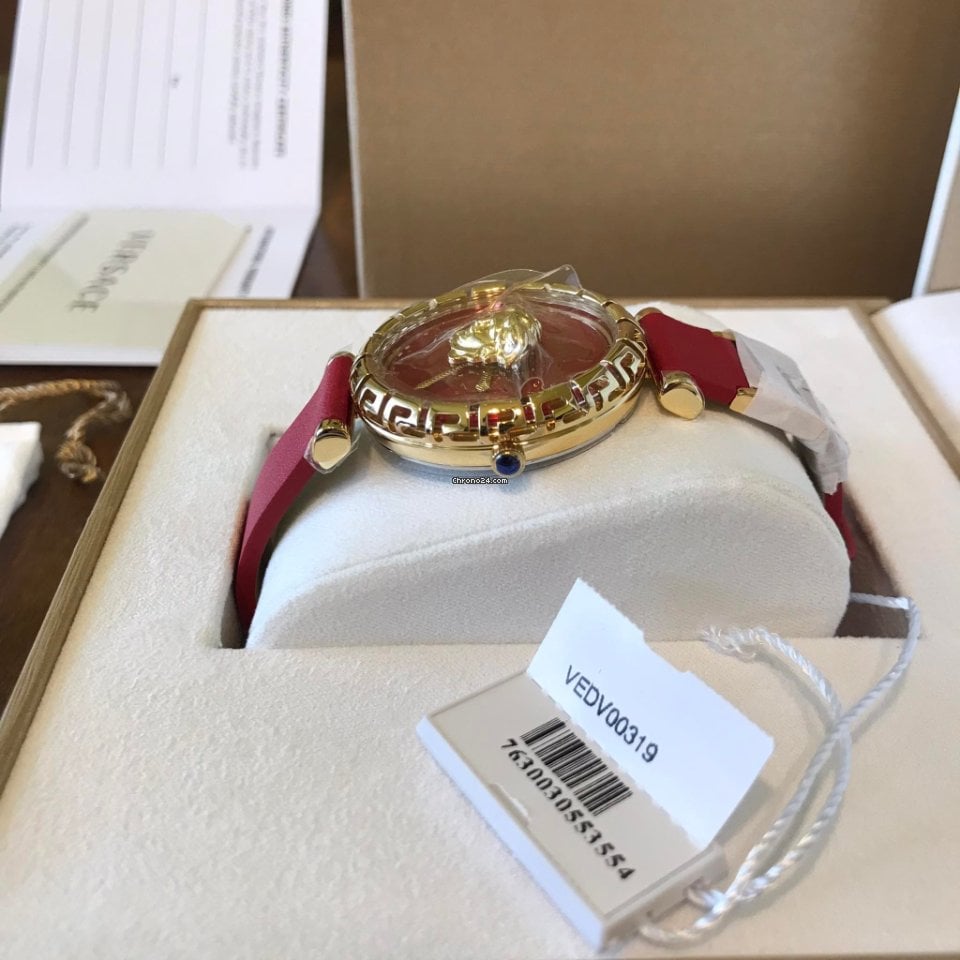  Shop Authentic Versace Palazzo Empire Greca Red Dial Red Leather Strap Watch for Women - VEDV00319 - Luxxuri