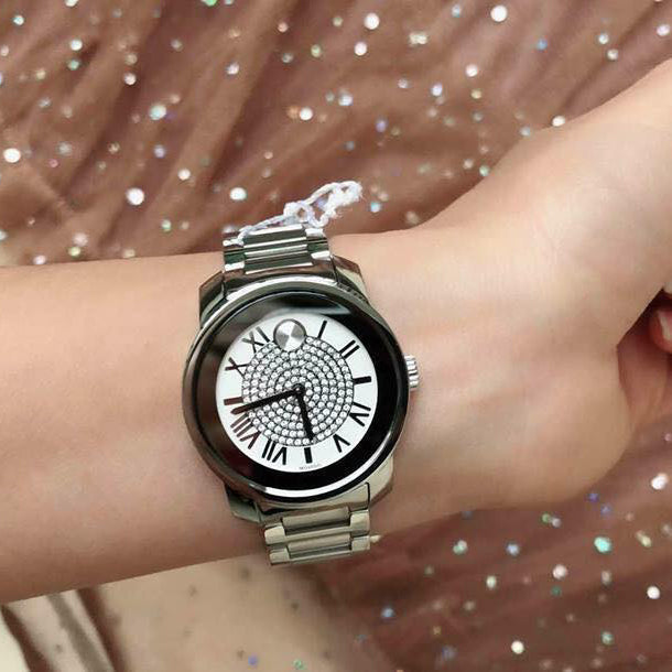  Shop Authentic Movado Bold Crystal Pave Silver Dial Silver Steel Strap Watch for Women - 3600254 - Luxxuri