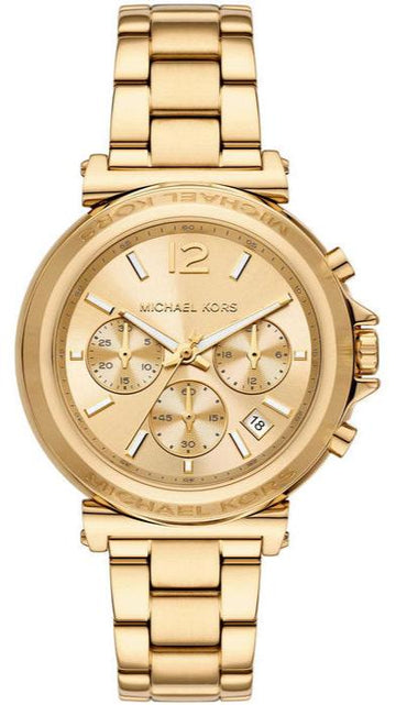  Shop Authentic Michael Kors Maren Chronograph Gold Dial Gold Steel Strap Watch for Women - MK7493 - Luxxuri