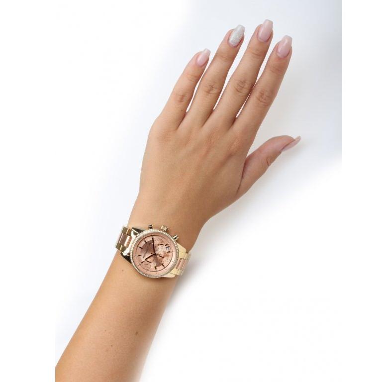  Shop Authentic Michael Kors Ritz Chronograph Rose Dial Two Tone Steel Strap Watch for Women - MK6475 - Luxxuri