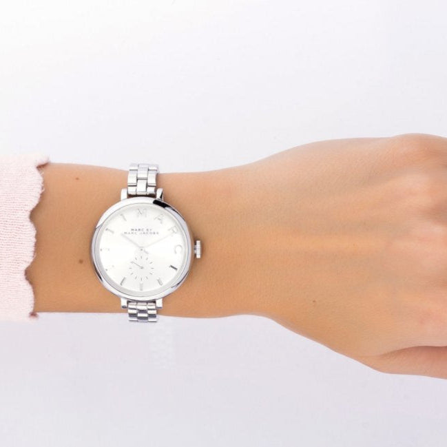  Shop Authentic Marc Jacobs Sally Silver Dial Silver Steel Strap Watch for Women - MBM3362 - Luxxuri