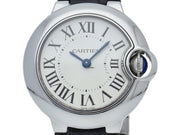  Shop Authentic Cartier Ballon Bleu Silver Dial Black Leather Strap Watch for Women - W69018Z4 - Luxxuri