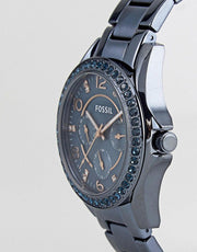  Shop Authentic Fossil Riley Quartz Blue Dial Blue Steel Strap Watch for Women - ES4294 - Luxxuri