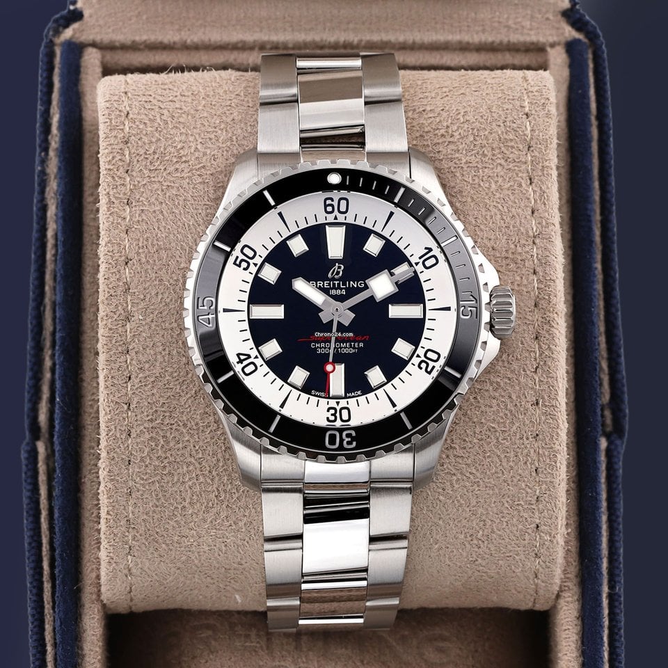  Shop Authentic Breitling Superocean Automatic 44mm Black Dial Silver Steel Strap Watch for for Men - A17376211B1A1 - Luxxuri