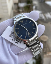  Shop Authentic Emporio Armani Giovanni Quartz Blue Dial Silver Steel Strap Watch For Men - AR11227 - Luxxuri