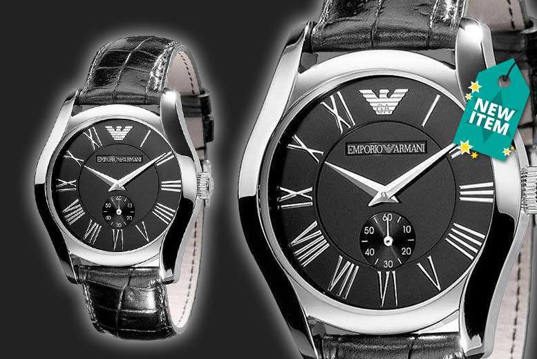  Shop Authentic Emporio Armani Valente Black Dial Black Leather Strap Watch For Men - AR0643 - Luxxuri