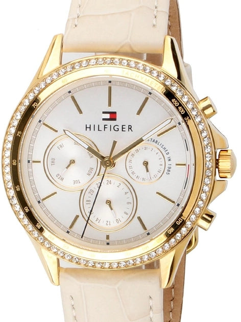  Shop Authentic Tommy Hilfiger Ari Diamonds White Dial Cream Leather Strap Watch for Women - 1781982 - Luxxuri
