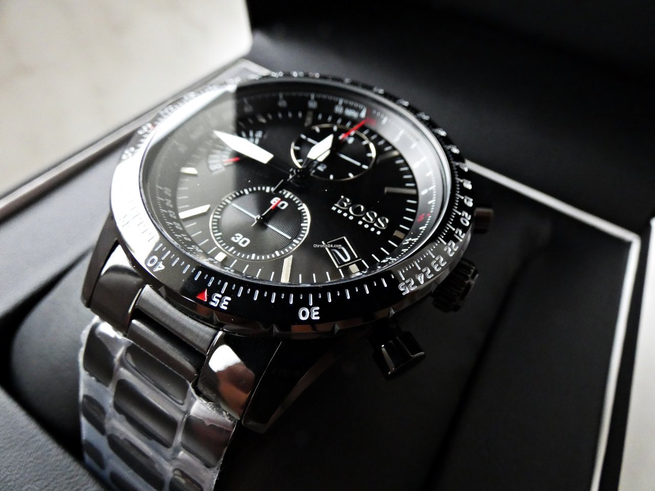  Shop Authentic Hugo Boss Pilot Edition Chronograph Black Dial Black Steel Strap Watch for Men - 1513854 - Luxxuri