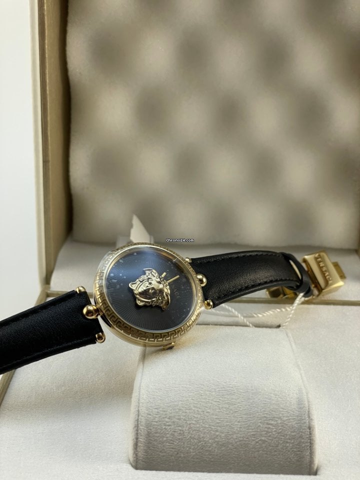  Shop Authentic Versace Palazzo Empire Black Dial Black Leather Strap Watch for Women - VCO020017 - Luxxuri
