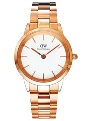 Shop Authentic Daniel Wellington Iconic Link White Dial Rose Gold Steel Strap Watch For Women - DW00100209 - Luxxuri