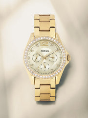  Shop Authentic Fossil Riley Gold Dial Gold Steel Strap Watch for Women - ES3203 - Luxxuri