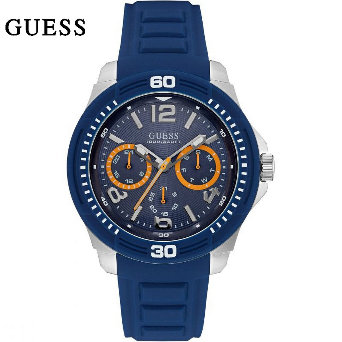  Shop Authentic Guess Trade Blue Dial Blue Silicone Strap Watch for Men - W0967G2 - Luxxuri