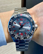  Shop Authentic Tag Heuer Formula 1 Quartz Anthracite Dial Silver Steel Strap Watch for Men - WAZ1018.BA0842 - Luxxuri