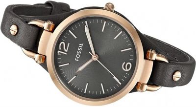  Shop Authentic Fossil Georgia Smoke Grey Dial Grey Leather Strap Watch for Women - ES3077 - Luxxuri