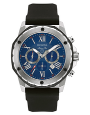  Shop Authentic Bulova Marine Star Blue Dial Black Silicone Strap Watch for Men - 98B258 - Luxxuri